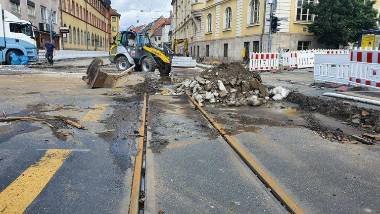 — © Baustelle am Sanderring, Foto: Funkhaus Würzburg