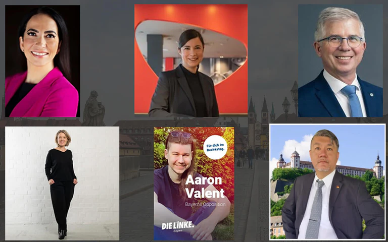  — © Düber - CSU, Räth - SPD, Ullmann - FDP, Hecht - Grüne, Valent - Linke, Beck - AfD